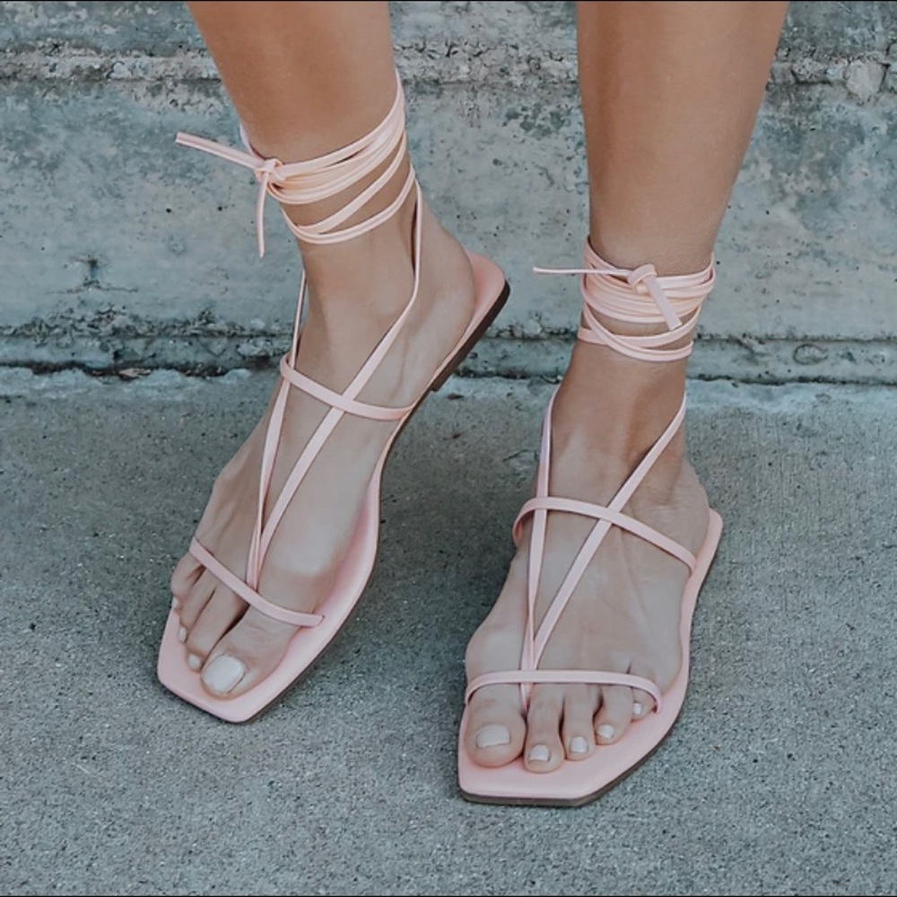 Brand new! Lulus “Aisya” light pink tie up sandal
